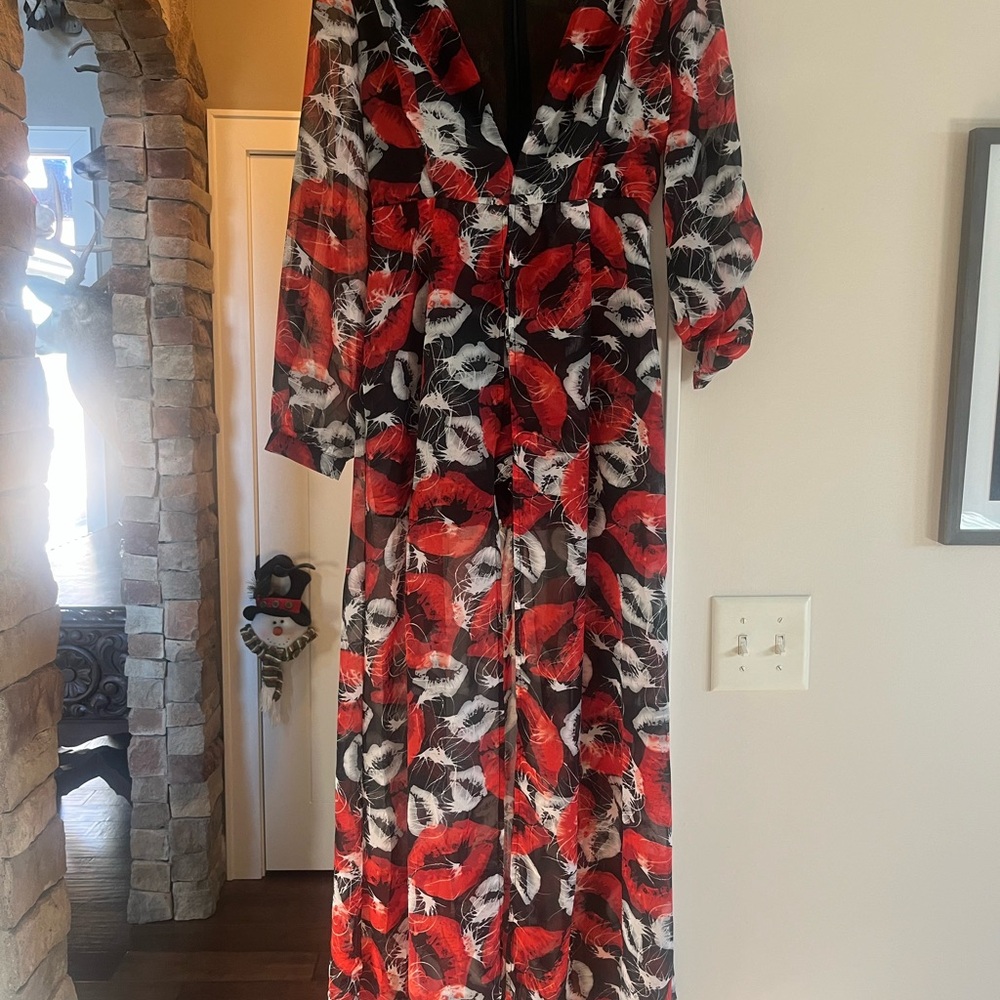Sassy Lips Red and Black Kisses Stylish and Edgy Dress (with shorts)